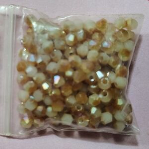 New Bag of Mauve Pink & Cream Color Aurora Borealis Glass Seed Beads